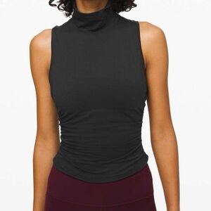 See the Horizon Black Tank Top With Side Ruching